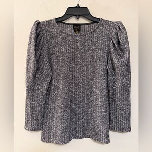 NWT W5 Gray Puff Sleeve Textured Knit Blouse